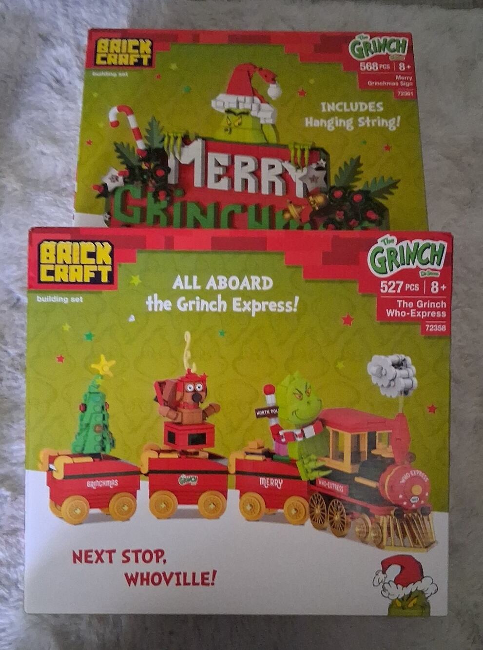 BRICK CRAFT The Grinch Building Sets - Merry Grinchmas Sign & Who-Express Train